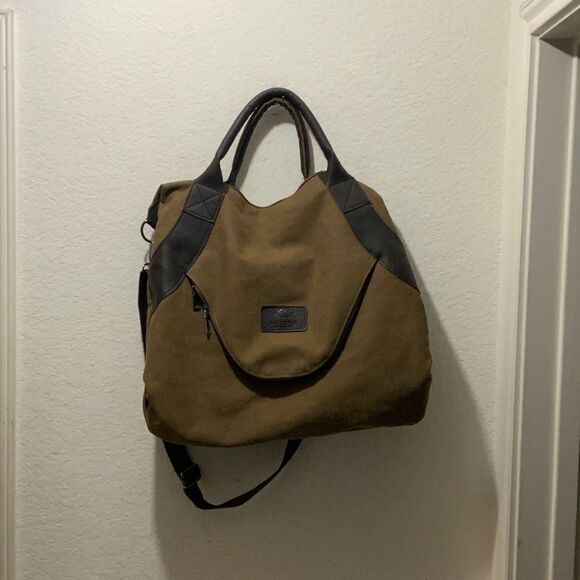 Grace Callie Designs brown canvas tote purse bag large - Picture 2 of 10